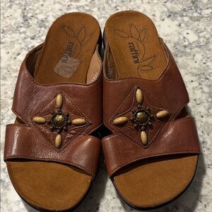 New Leather Umberto Ruffini Slip On Sandals,  Sz 40